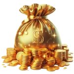 a bag of golden coins, golden coins, money bag png transparent image and clipart for free download